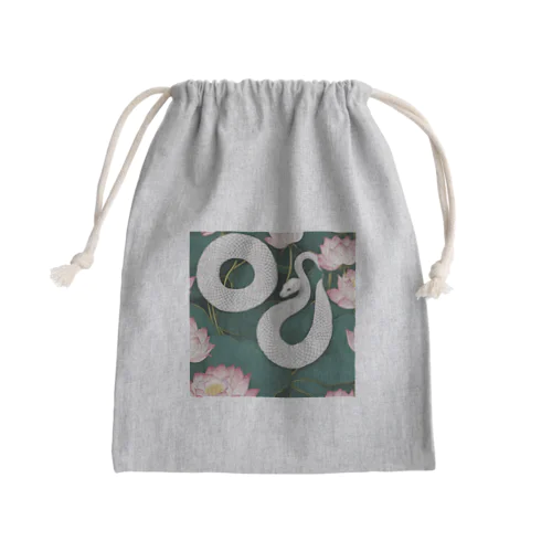 【金運上昇】幸運の白蛇 Mini Drawstring Bag