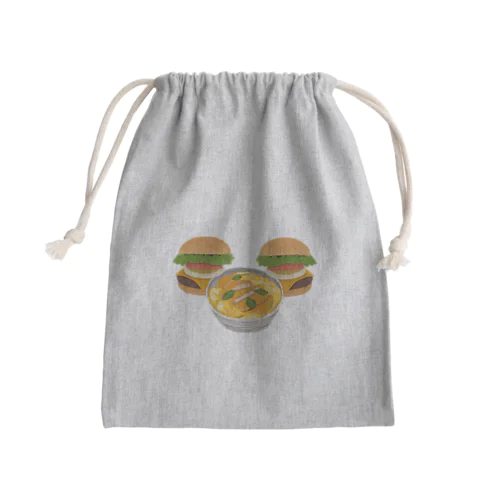 かつ丼とハンバーガー２個 Mini Drawstring Bag