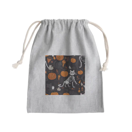 【ハロウィン】スケルトンキャット Mini Drawstring Bag