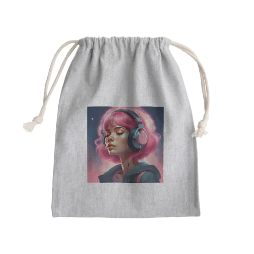 ピンク髪の少女 リアルVer. Mini Drawstring Bag