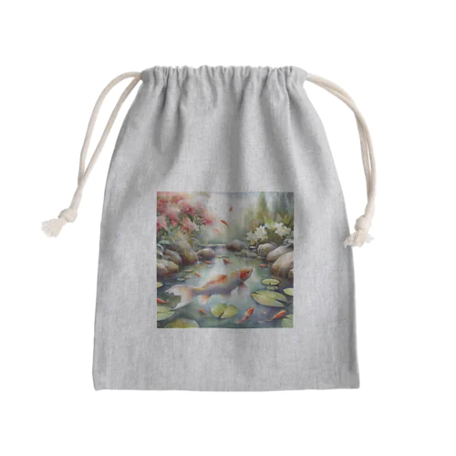 鯉が泳いでいる水彩画調の池③ Mini Drawstring Bag