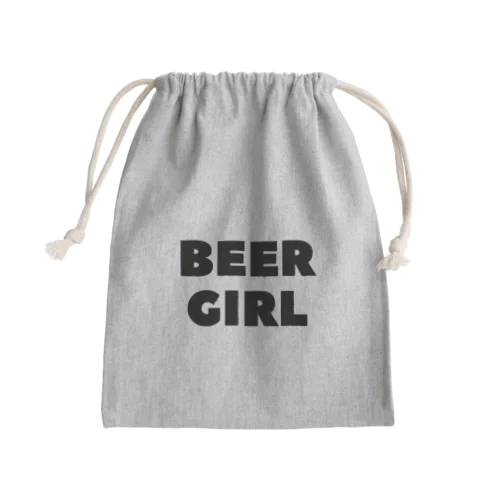 ビールガール_黒字(透過) Mini Drawstring Bag