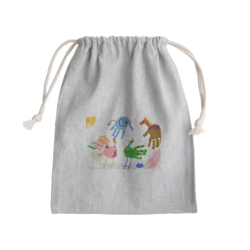 おててのどうぶつえん Mini Drawstring Bag