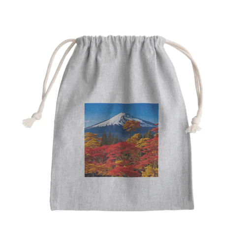 秋晴れの空/富士山/色鮮やかな紅葉 Mini Drawstring Bag