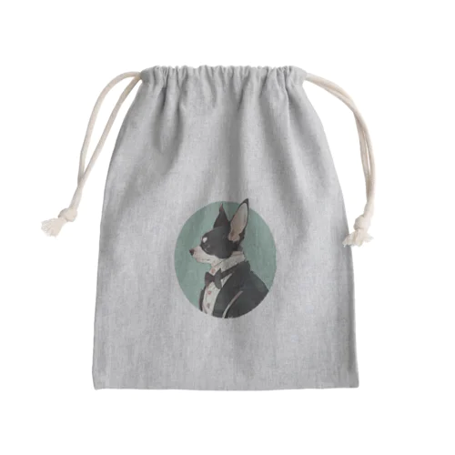 紳士な犬(AI) Mini Drawstring Bag