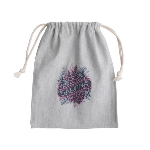 ネオン風花柄サウナロゴ11　花柄ver.4 Mini Drawstring Bag