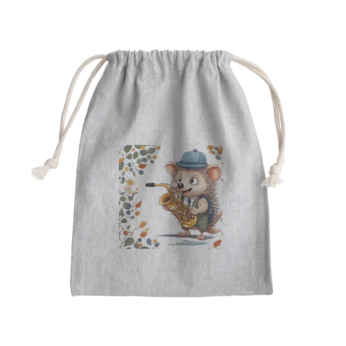 サックスハリネズミ Mini Drawstring Bag