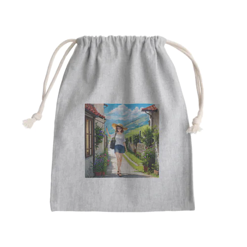 旅する女性 Mini Drawstring Bag