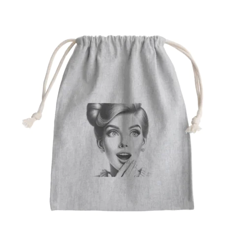 驚く女性 Mini Drawstring Bag