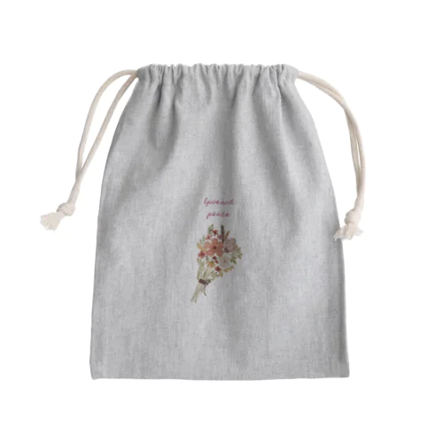 花束柄loveandpeace Mini Drawstring Bag