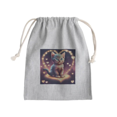 キラキラハートの子猫ちゃん Mini Drawstring Bag