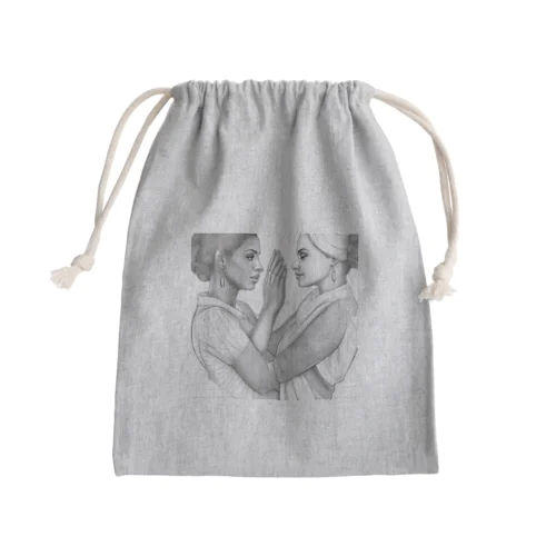 手を組む女性のアートグッズ Mini Drawstring Bag