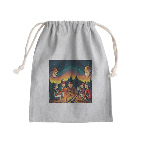 焚火を囲んで和む Mini Drawstring Bag