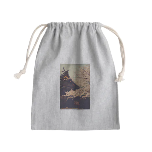 寺と桜 Mini Drawstring Bag