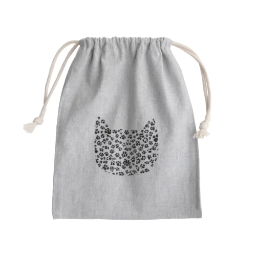 肉球ちゃん_モノクロ猫型 Mini Drawstring Bag