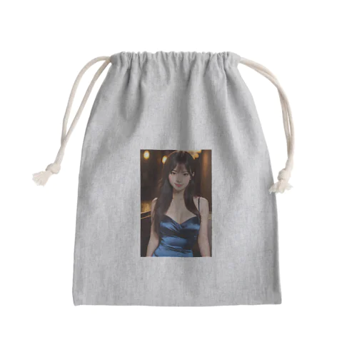 青いドレス美人 Mini Drawstring Bag