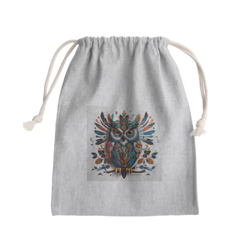 Owl that brings happiness（幸せを呼ぶフクロウ） Mini Drawstring Bag