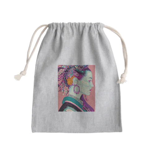 横顔の女性 Mini Drawstring Bag
