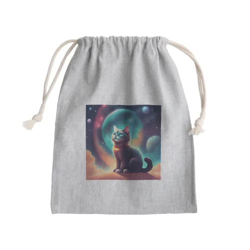 宇宙に居る猫のイラストグッズ Mini Drawstring Bag