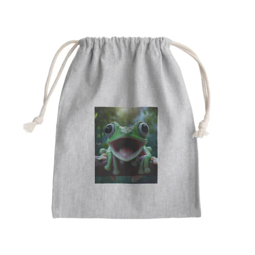 リアルでユニークな笑っているカエル Mini Drawstring Bag