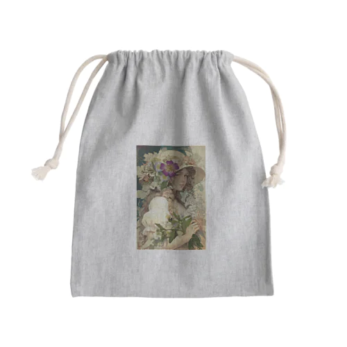 ミシャ風フラワーアート Mini Drawstring Bag