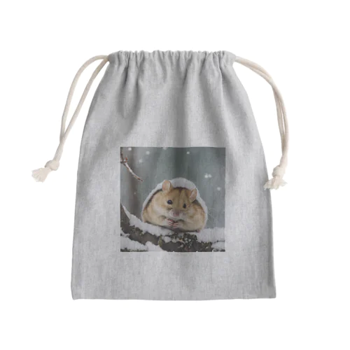 雪の中のヤマネ Mini Drawstring Bag