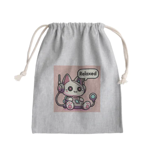 リラックスするサイバーパンクな猫 Mini Drawstring Bag