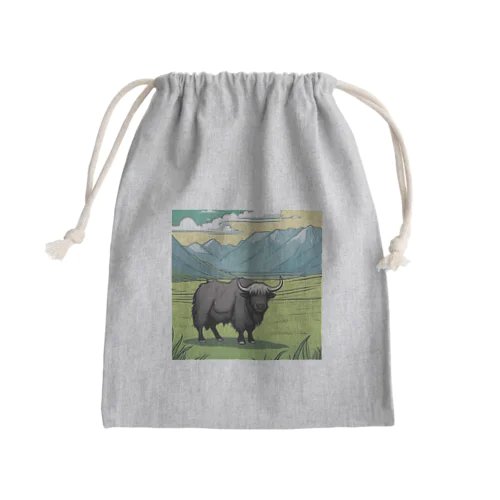 草原のヤク Mini Drawstring Bag