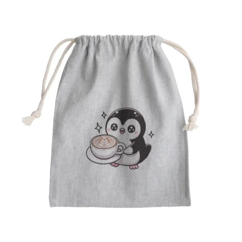 ペンギンバリスタのラテアート Mini Drawstring Bag