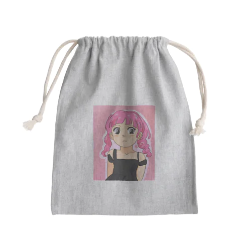 ピンク髪の少女 Mini Drawstring Bag