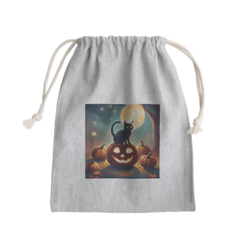 かぼちゃと戯れる猫 Mini Drawstring Bag