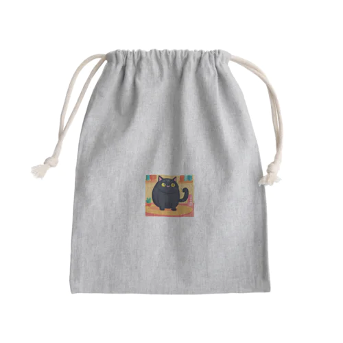 ぽて黒猫 Mini Drawstring Bag