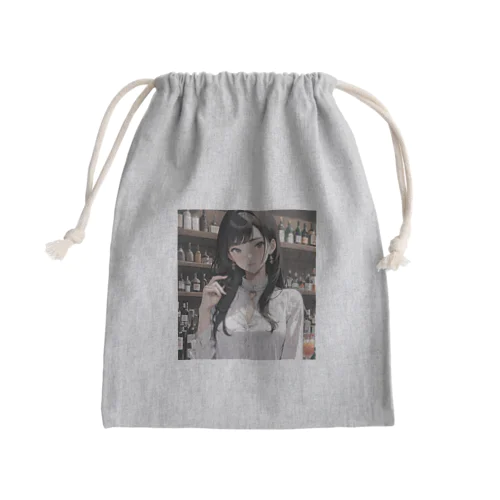 女性バーテンダー Mini Drawstring Bag