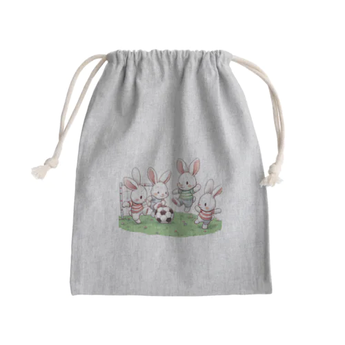キックでキュート！サッカーウサギ Mini Drawstring Bag
