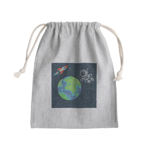 キュートな宇宙飛行士 Mini Drawstring Bag