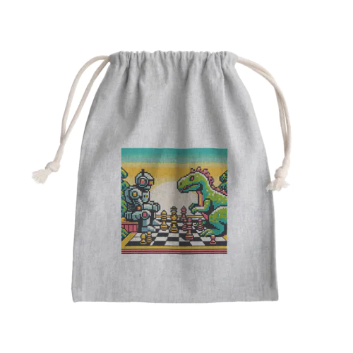 ドットロボットと恐竜のチェスゲームA Mini Drawstring Bag