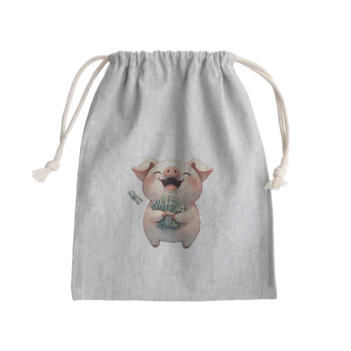 資本主義の豚「お金大好き」 Mini Drawstring Bag