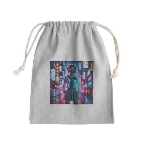 般若女子高生 Mini Drawstring Bag