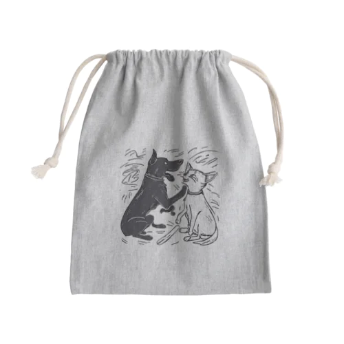 犬と猫のたたかい Mini Drawstring Bag