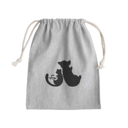 TSK コーギーとマンチカン背中合わせシルエット Mini Drawstring Bag