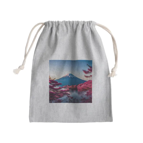 富士山と紅葉、そして湖のグッズ Mini Drawstring Bag