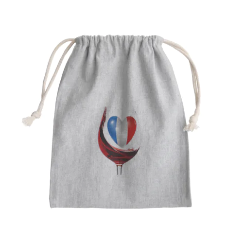 国旗とグラス：フランス（衣類） Mini Drawstring Bag
