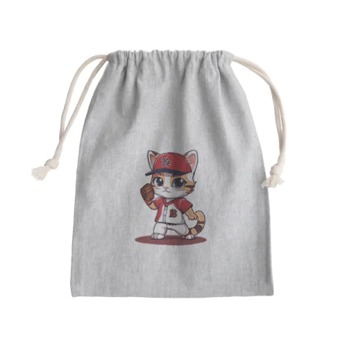 野球猫(赤ユニ) Mini Drawstring Bag