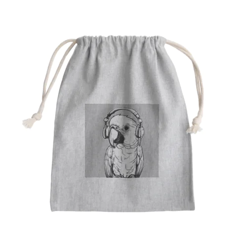 アンニュイなヘッドホンオウムちゃんの音楽日常 Mini Drawstring Bag