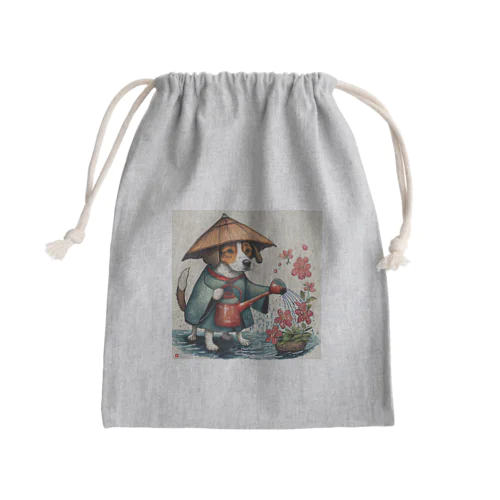 雨でも水やる犬 Mini Drawstring Bag