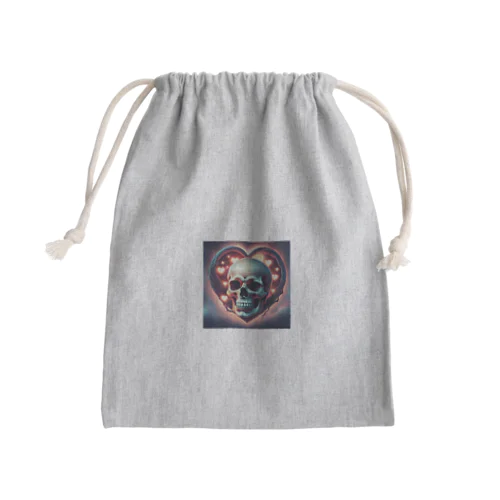 ガイコツとハート Mini Drawstring Bag