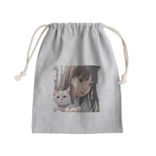 猫と少女 Mini Drawstring Bag