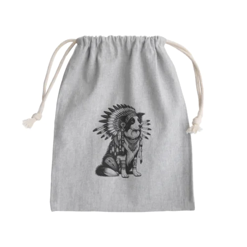 インディアン×ボーダーコリー Mini Drawstring Bag