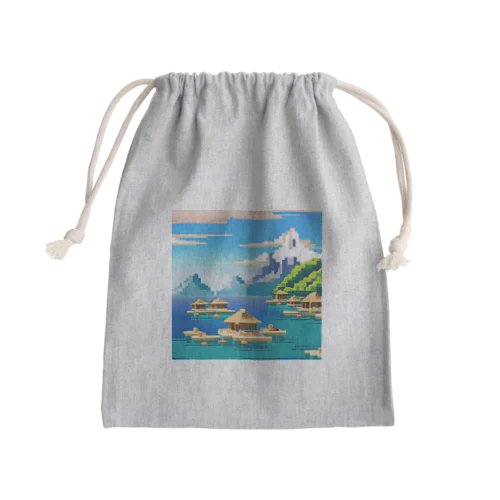 ドット　ボラボラ島のオーバーウォーターバンガロー Mini Drawstring Bag
