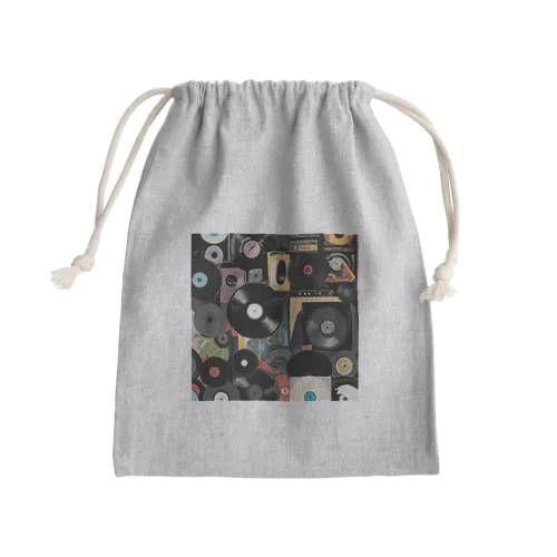 レコードだらけ Mini Drawstring Bag